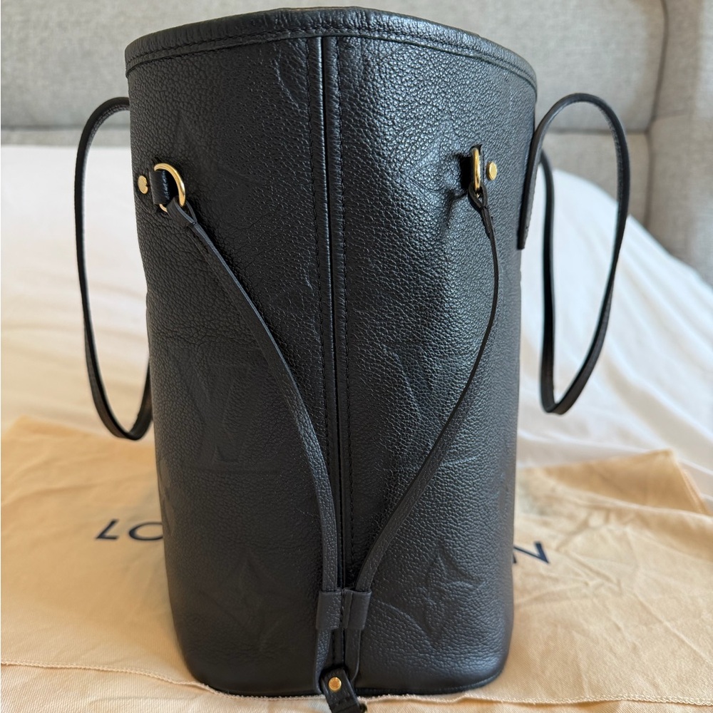 Louis Vuitton Black Embossed Monogram Neverfull Tote - Picture 3 of 16